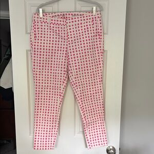 GAP Pink and White Checkered Skinny Mini Khakis